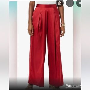 NWT Making The Cut red satin wide leg , high waisted pants, size S.